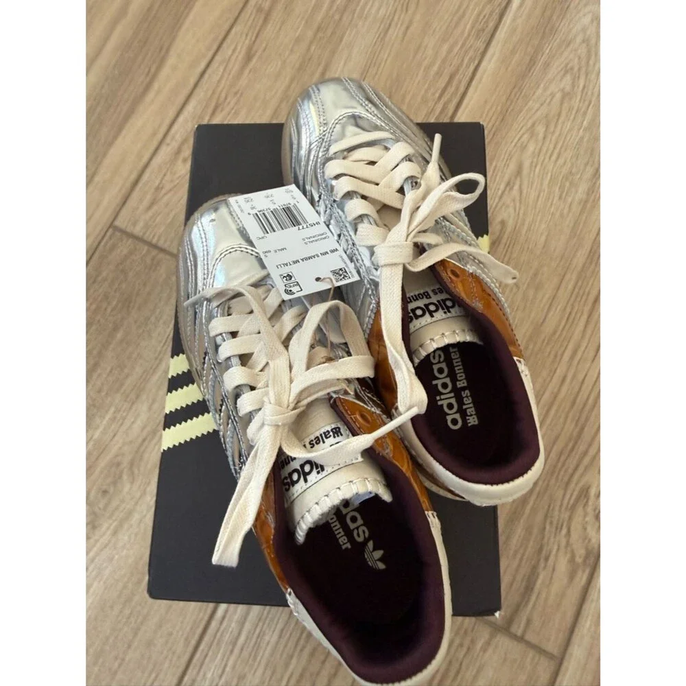 Adidas X Wales Bonner Samba Metallic Leather Sneakers Silver NWT Size 7